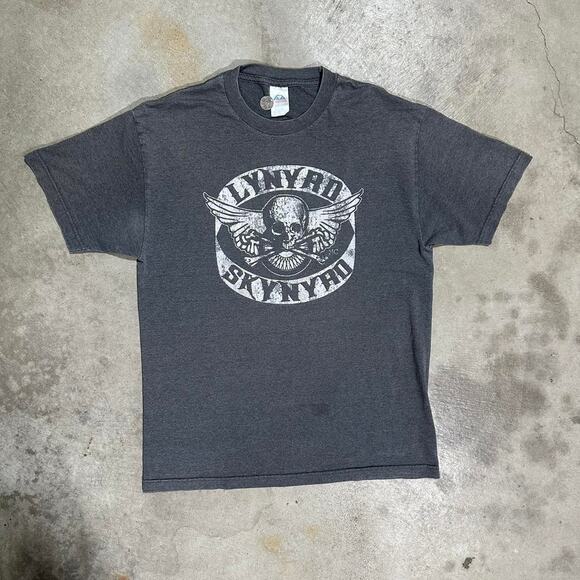 Vintage Y2K Lynyrd Skynyrd Band Rock Tee AAA Grey Short Sleeve Music Shirt - Picture 1 of 3